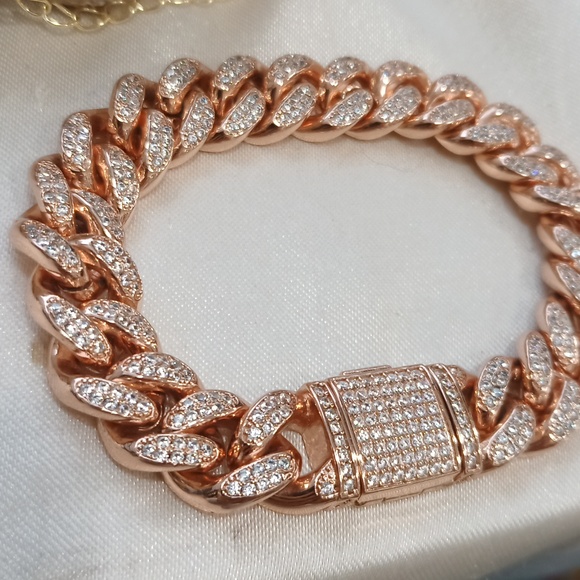 SKRT Cuban Chain Copper and CZ bracelet - Picture 3 of 6